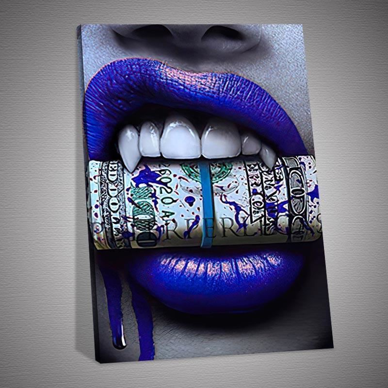 Modern Poster Money Lips Art Poster Wall Art Canvas Painting Wall Art for Living