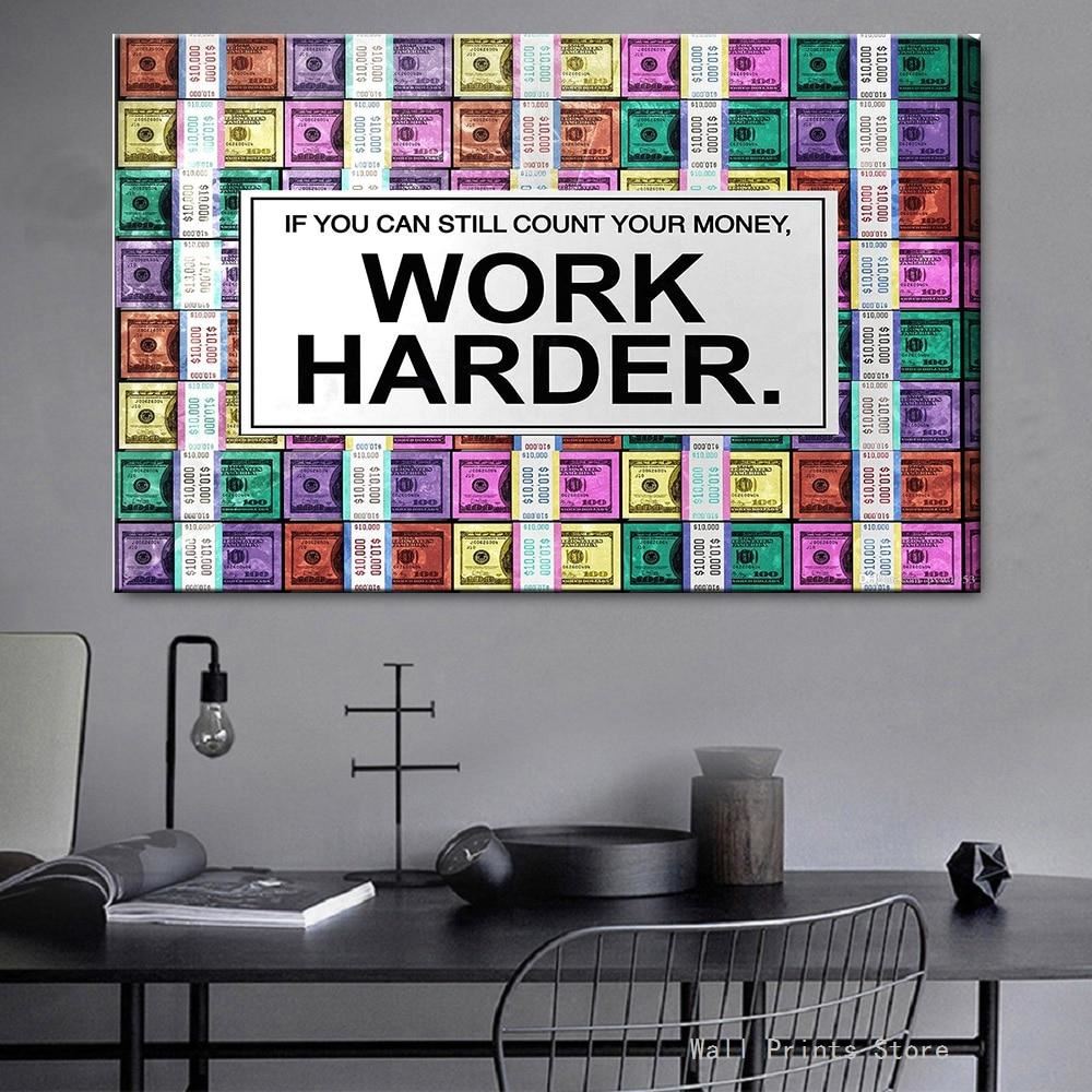 Canvas Pictures Poster Work Hard Make Money Modern Wall Art Prints Picture Abstr