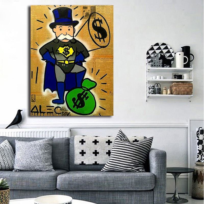 Home Decor Canvas Alec Monopoly Prints Painting Graffiti Poster Wall Art Modular 12x16