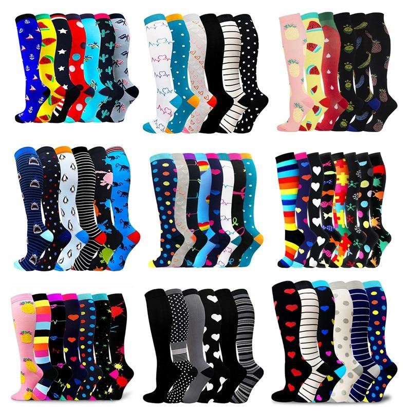 6 Pairs/Pack Compression Socks Women Men Knee High Sports Socks for Running Mara