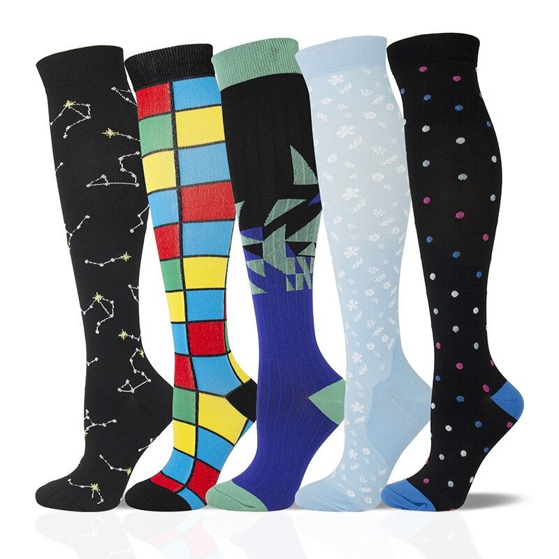 6 Pairs/Pack Compression Socks Women Men Knee High Sports Socks for Running Mara