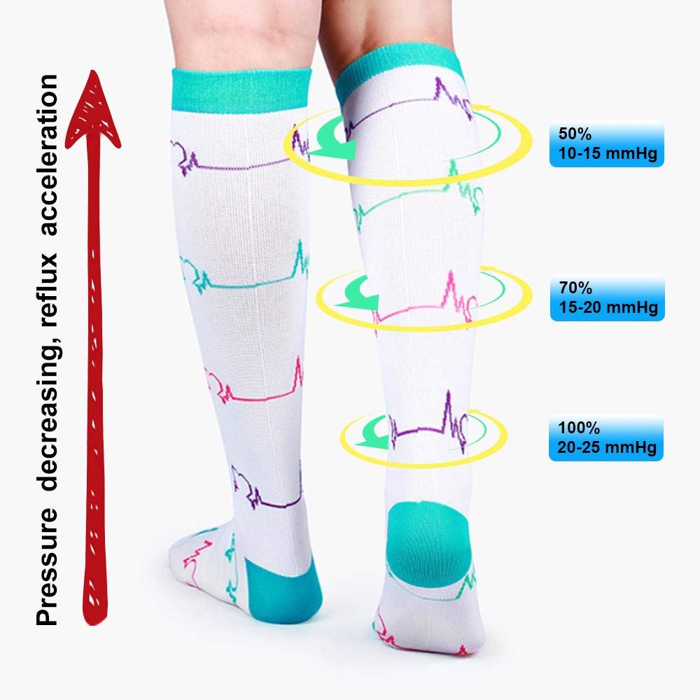 6 Pairs/Pack Compression Socks Women Men Knee High Sports Socks for Running Mara