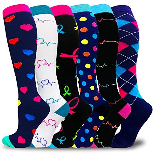 6 Pairs/Pack Compression Socks Women Men Knee High Sports Socks for Running Mara