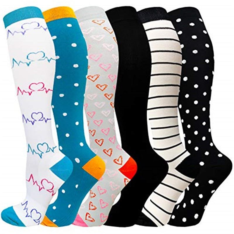 6 Pairs/Pack Compression Socks Women Men Knee High Sports Socks for Running Mara