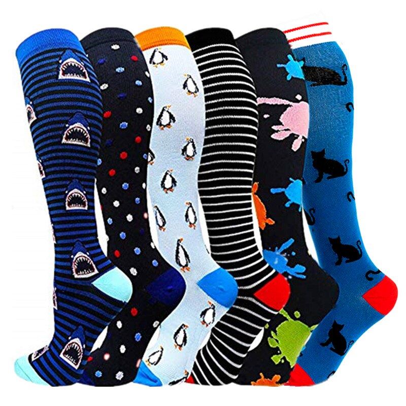 6 Pairs/Pack Compression Socks Women Men Knee High Sports Socks for Running Mara