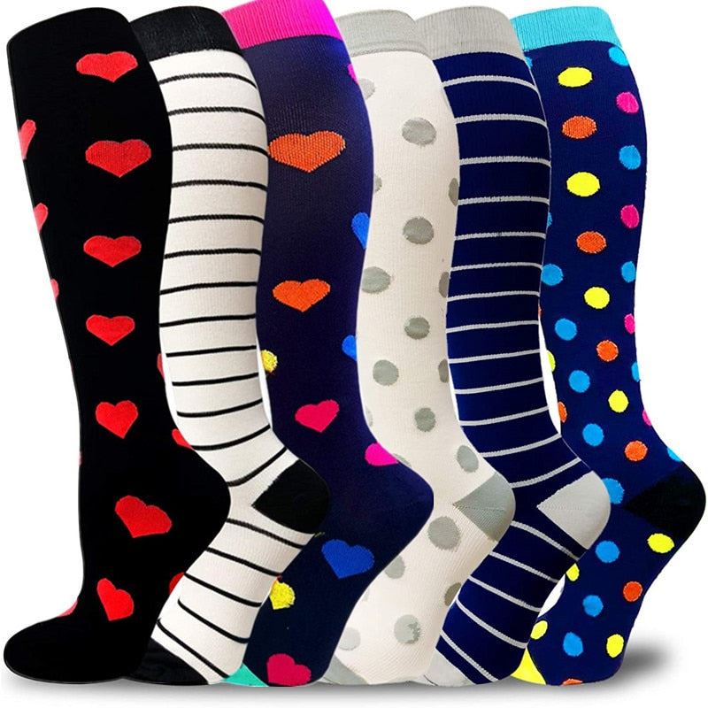 6 Pairs/Pack Compression Socks Women Men Knee High Sports Socks for Running Mara