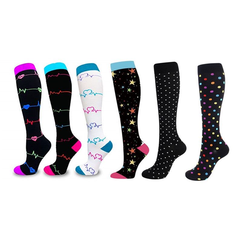 6 Pairs/Pack Compression Socks Women Men Knee High Sports Socks for Running Mara