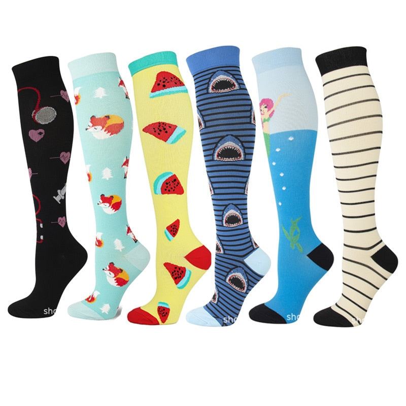 6 Pairs/Pack Compression Socks Women Men Knee High Sports Socks for Running Mara