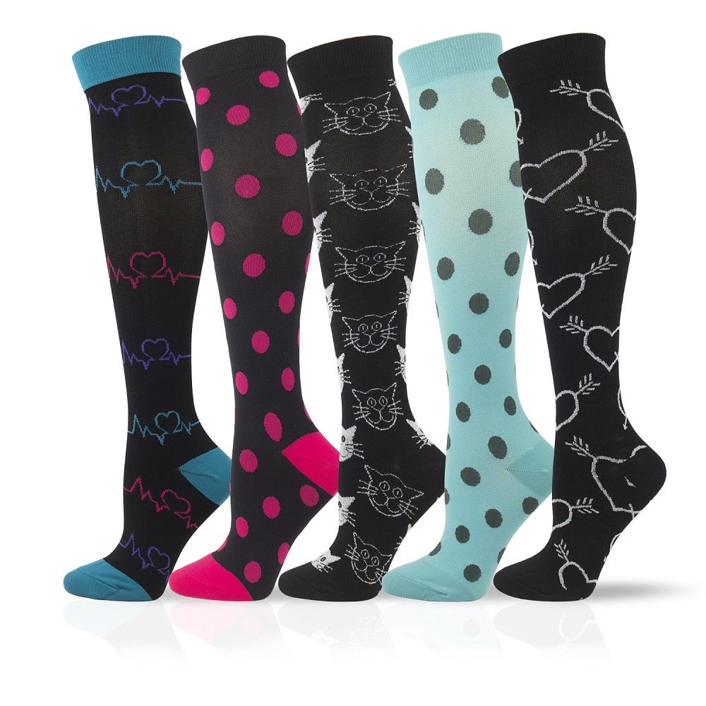 6 Pairs/Pack Compression Socks Women Men Knee High Sports Socks for Running Mara