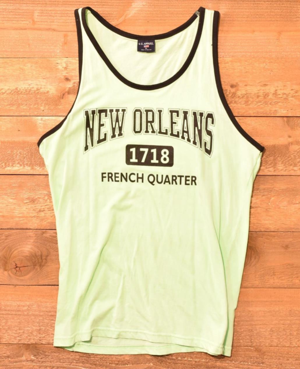 New Orleans 1718 French Quarter Mens tank top Bright Lime Green US. Apparel XL U