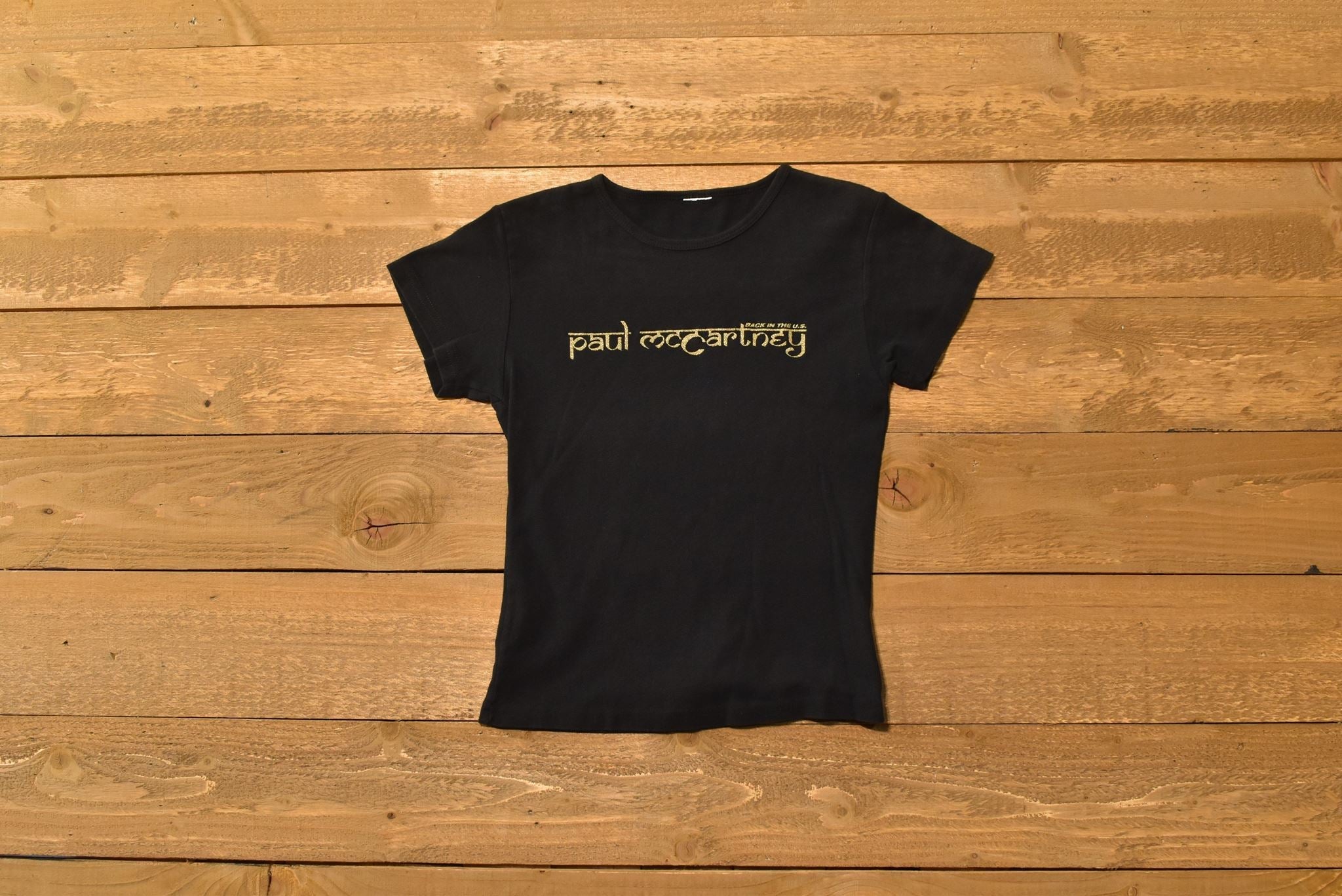 Paul McCartney Back in the US t Shirt Female Large black and gold Concert Shirt