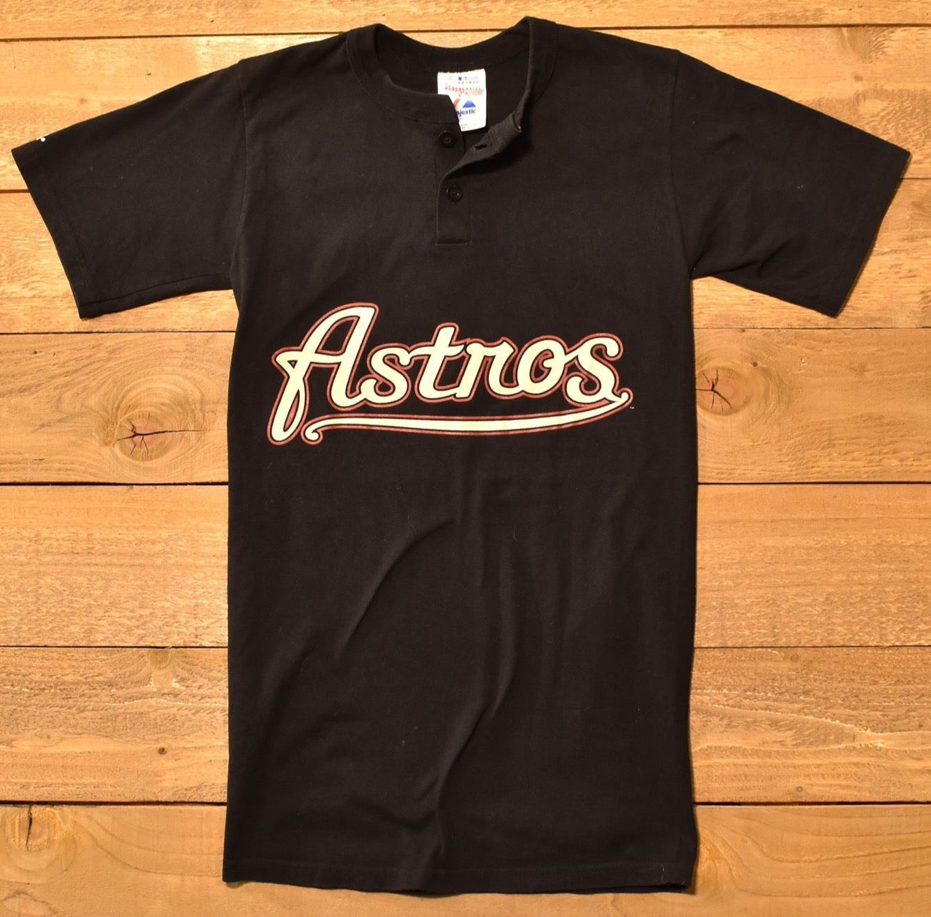 Astros MLB Small Shirt Majestic T shirt Button Black Shirt Used authentic brand