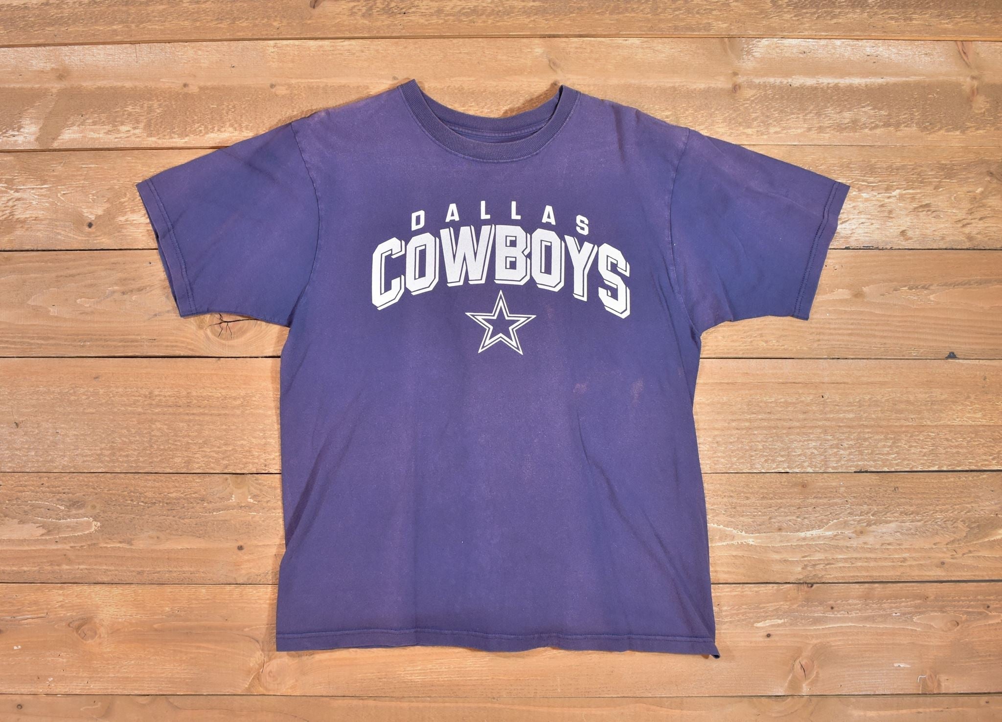 Dallas Cowboys T-shirt  Mens Large Faded Used NFL Football shirt Blue