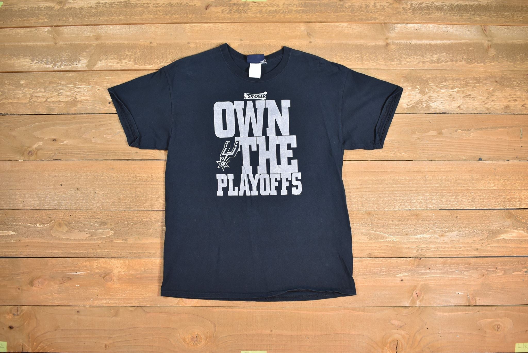 Own the play offs mens NBA Tshirt Large Spurs Basketball shirt Used Authentic