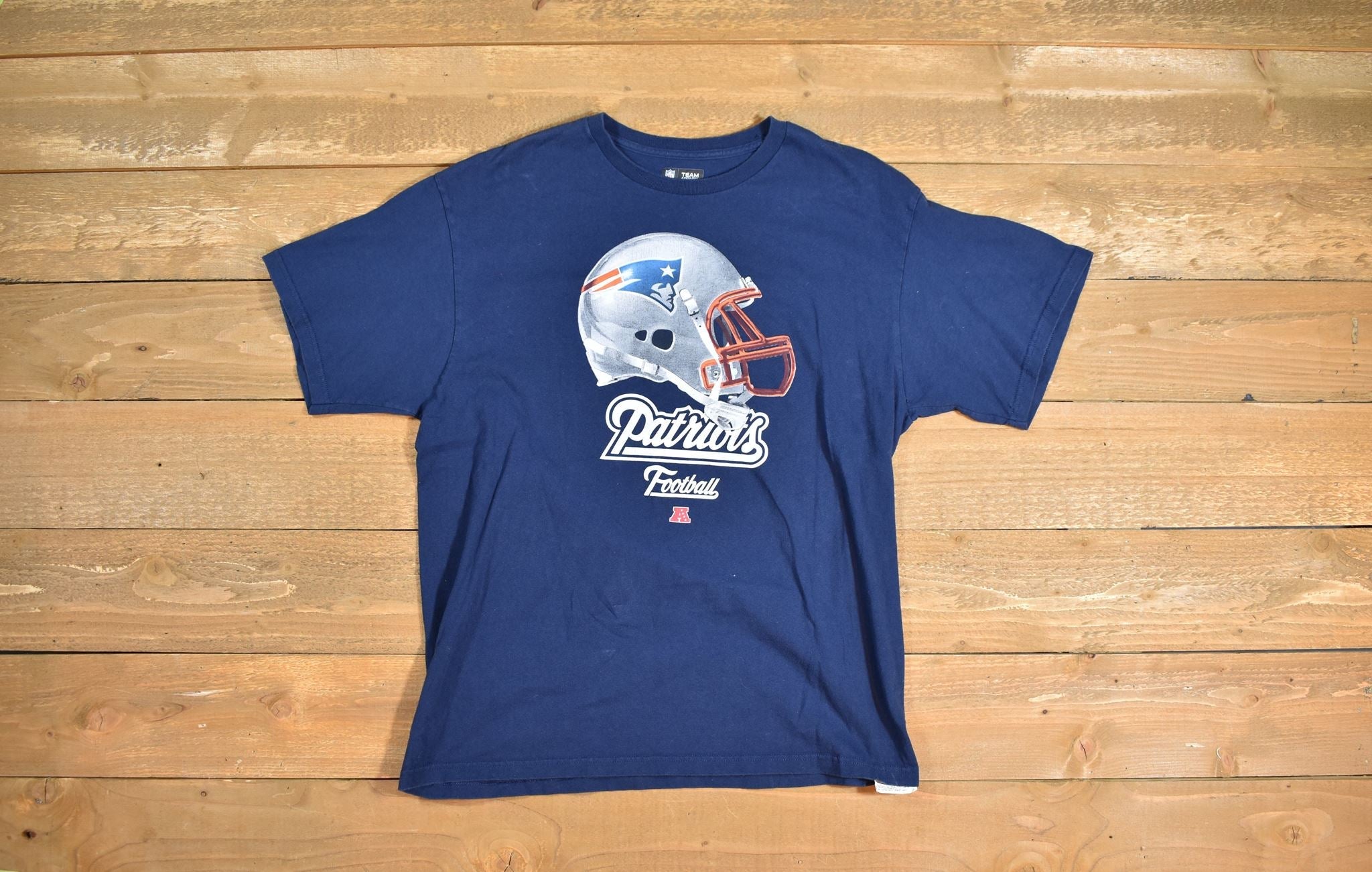New England patriots mens t shirt xl used authentic nfl football shirt blue