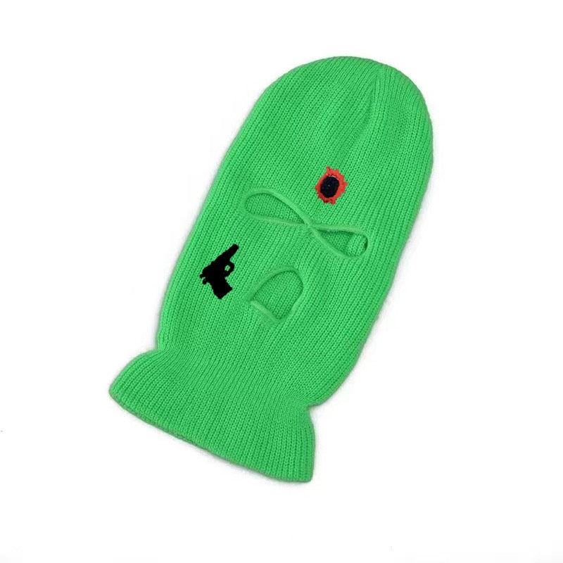 Embroidery Gun Pistol Balaclava Ski Face Mask Full Face Cover Ski Mask Double Th