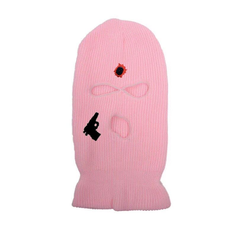 Embroidery Gun Pistol Balaclava Ski Face Mask Full Face Cover Ski Mask Double Th