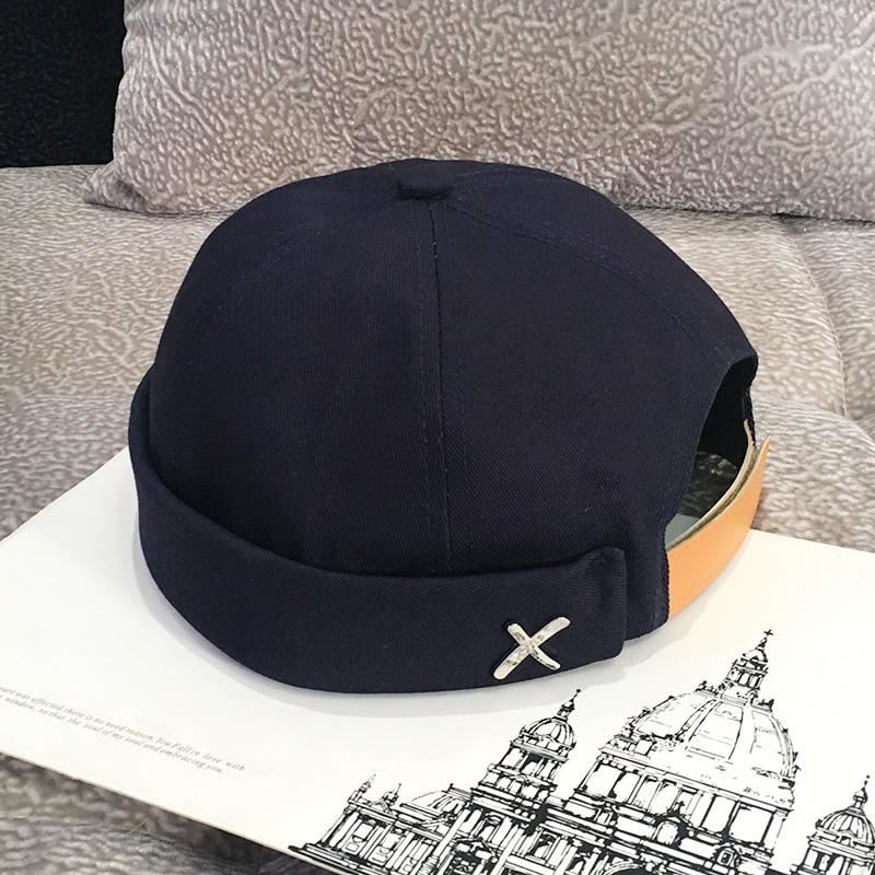 Vintage Dome Hat Mens Solid Color Velvet Beanies For Men Docker Sailor Crimping