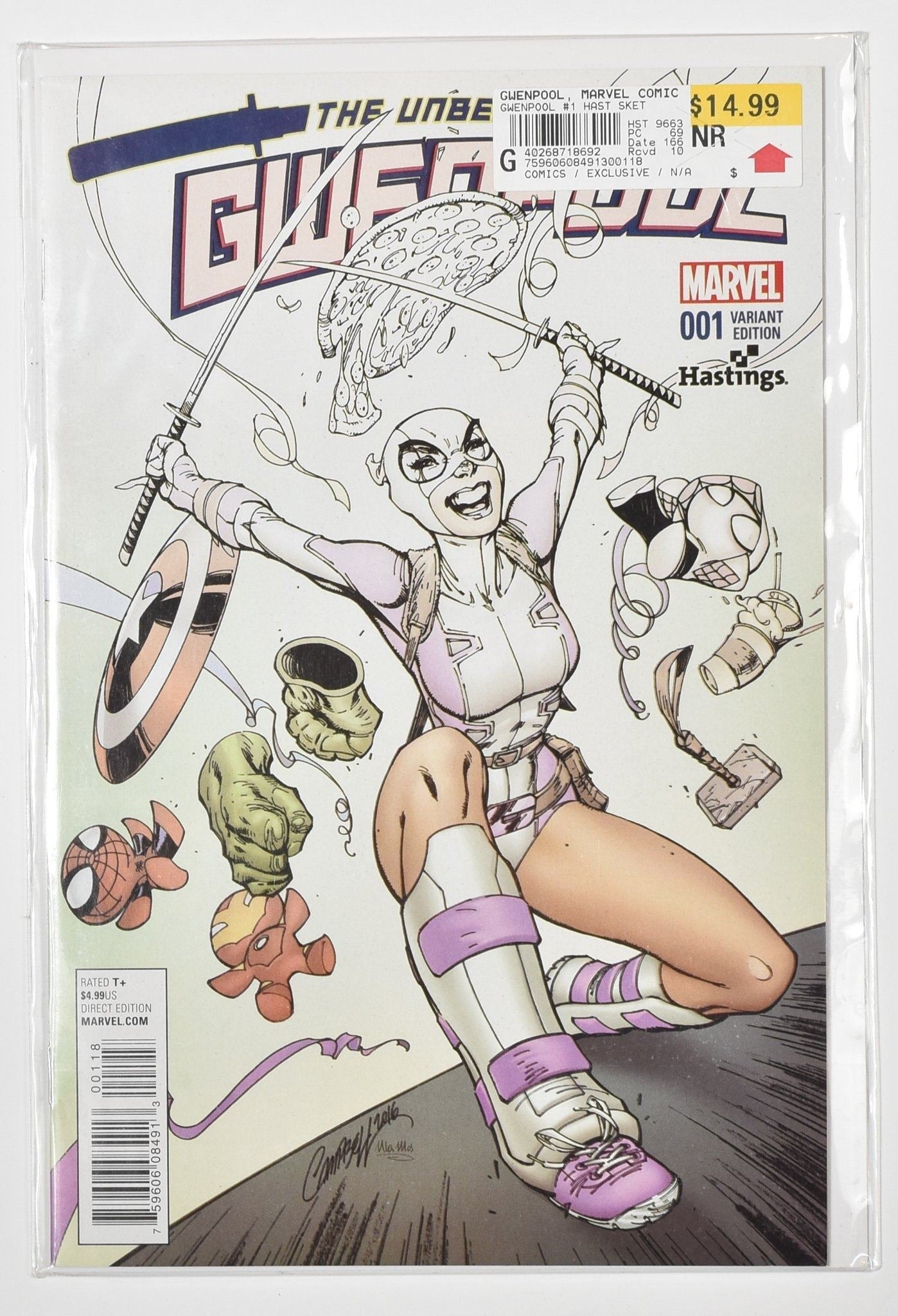 Gwen Pool 001 Hastings Edition Variant Cover Art White Comic Book Marvel