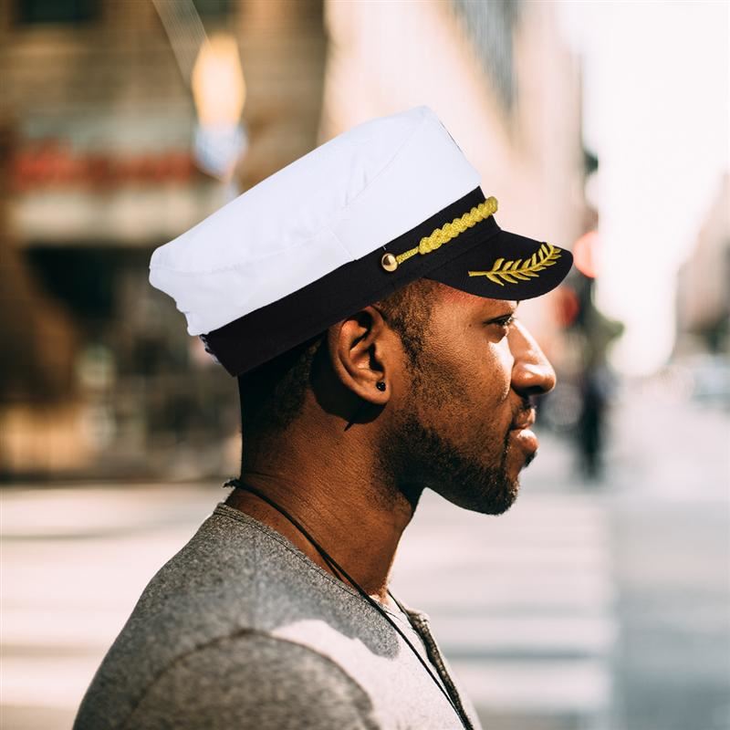 Adult Yacht Boat Ship Sailor Captain Costume Hat Cap Navy Marine Admiral Embroid