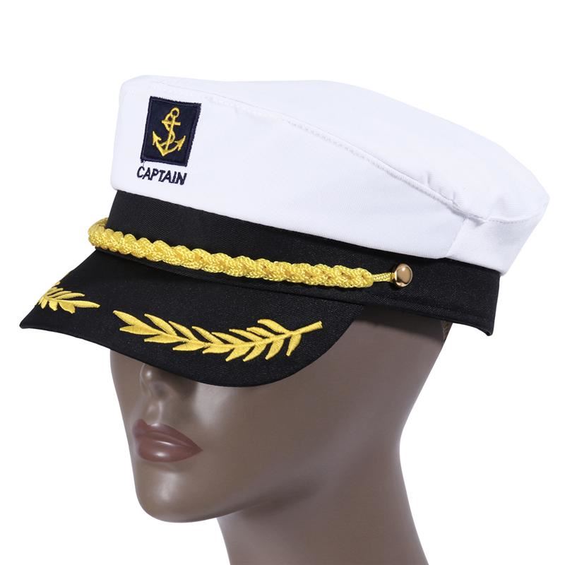 Adult Yacht Boat Ship Sailor Captain Costume Hat Cap Navy Marine Admiral Embroid