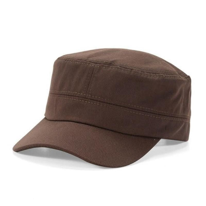 Men's Flat Top  Military HatsTraining Solid Color Adjustable Hat Classic Style