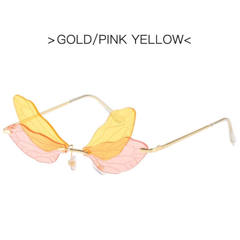 2021 Vintage Dragonfly Wings Sunglasses Fashion Rimless Women Clear Lens Eyewear