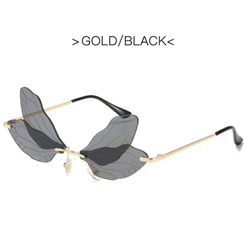 2021 Vintage Dragonfly Wings Sunglasses Fashion Rimless Women Clear Lens Eyewear