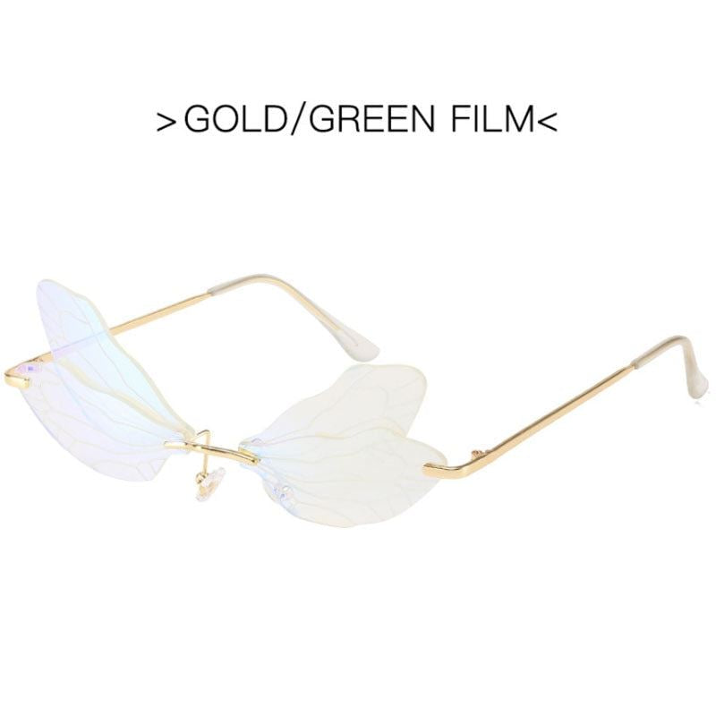 2021 Vintage Dragonfly Wings Sunglasses Fashion Rimless Women Clear Lens Eyewear