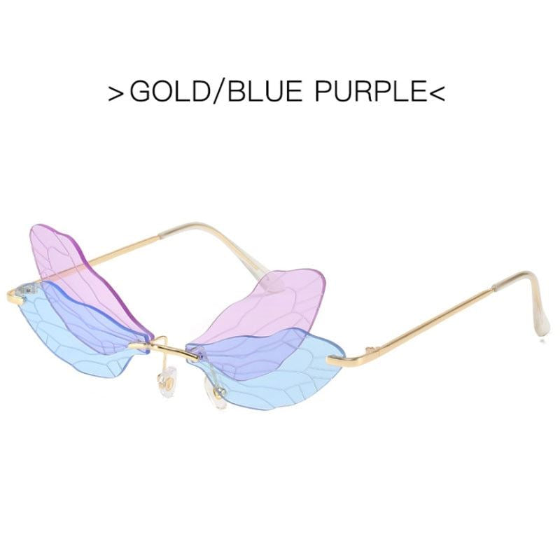 2021 Vintage Dragonfly Wings Sunglasses Fashion Rimless Women Clear Lens Eyewear