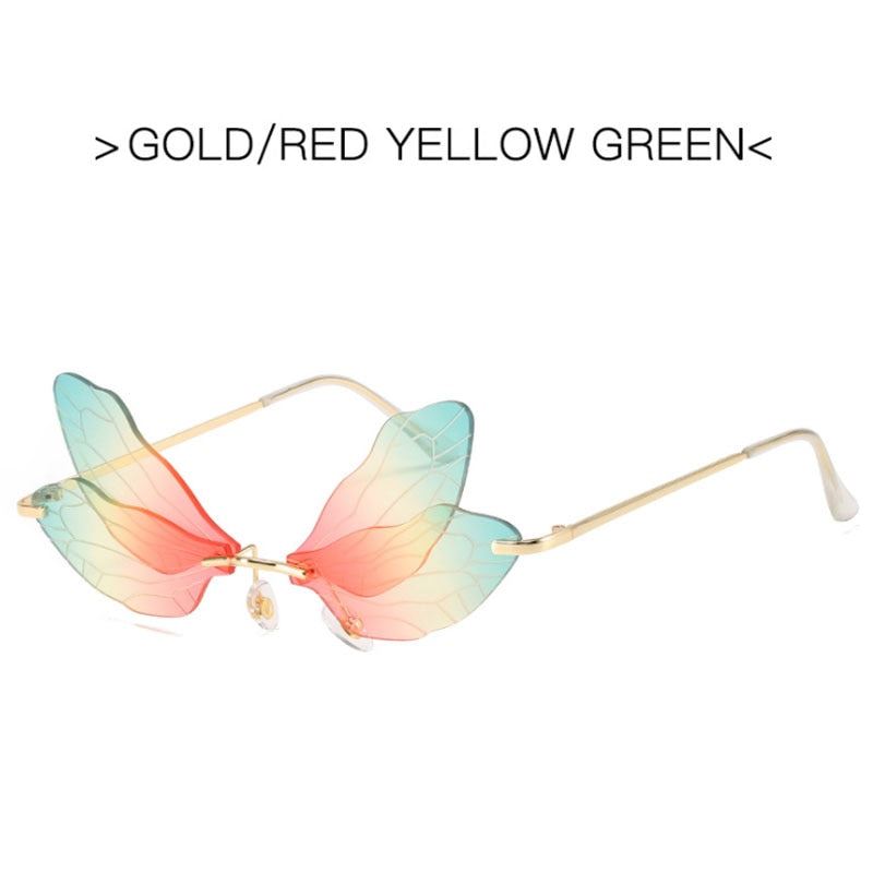 2021 Vintage Dragonfly Wings Sunglasses Fashion Rimless Women Clear Lens Eyewear
