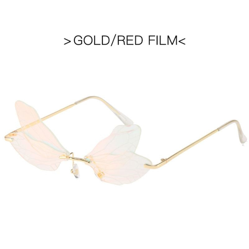 2021 Vintage Dragonfly Wings Sunglasses Fashion Rimless Women Clear Lens Eyewear