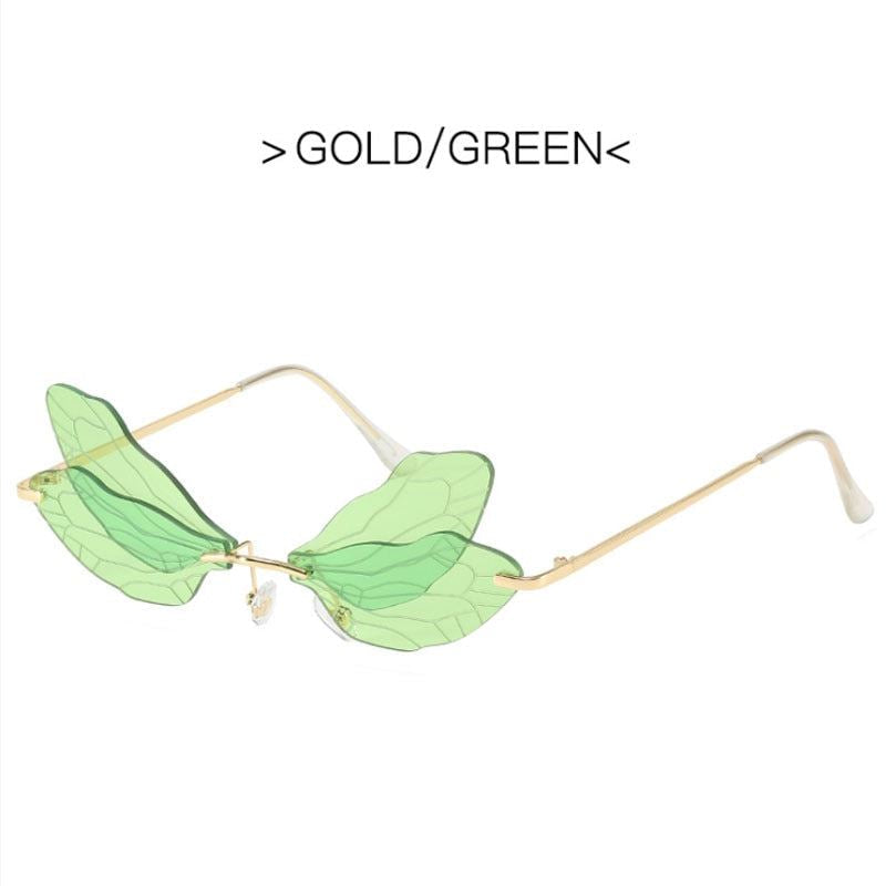 2021 Vintage Dragonfly Wings Sunglasses Fashion Rimless Women Clear Lens Eyewear