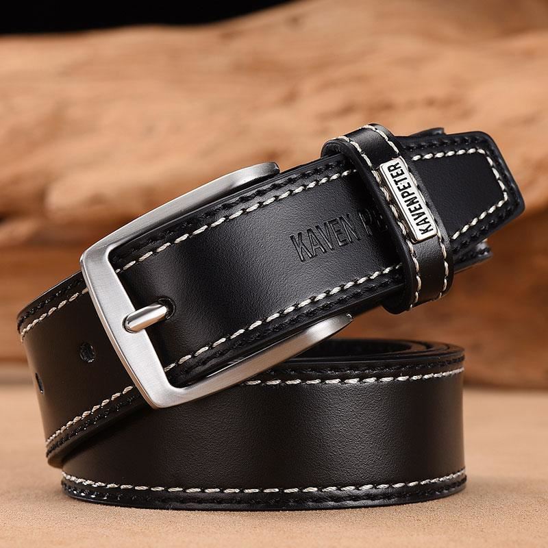 Men's Leather High Quality Classic Belt Alloy Pin Buckle Men's Matching Jeans Bu