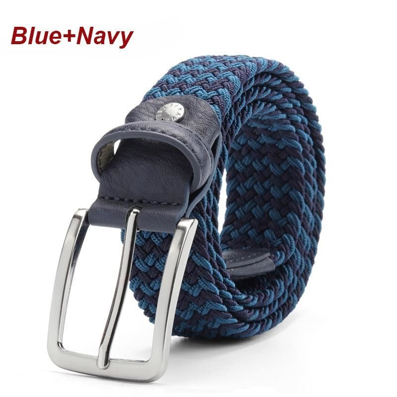 Belt Elastic For Men Golf Leather Top Tip Male Canvas Stretch Braided Waist Belt