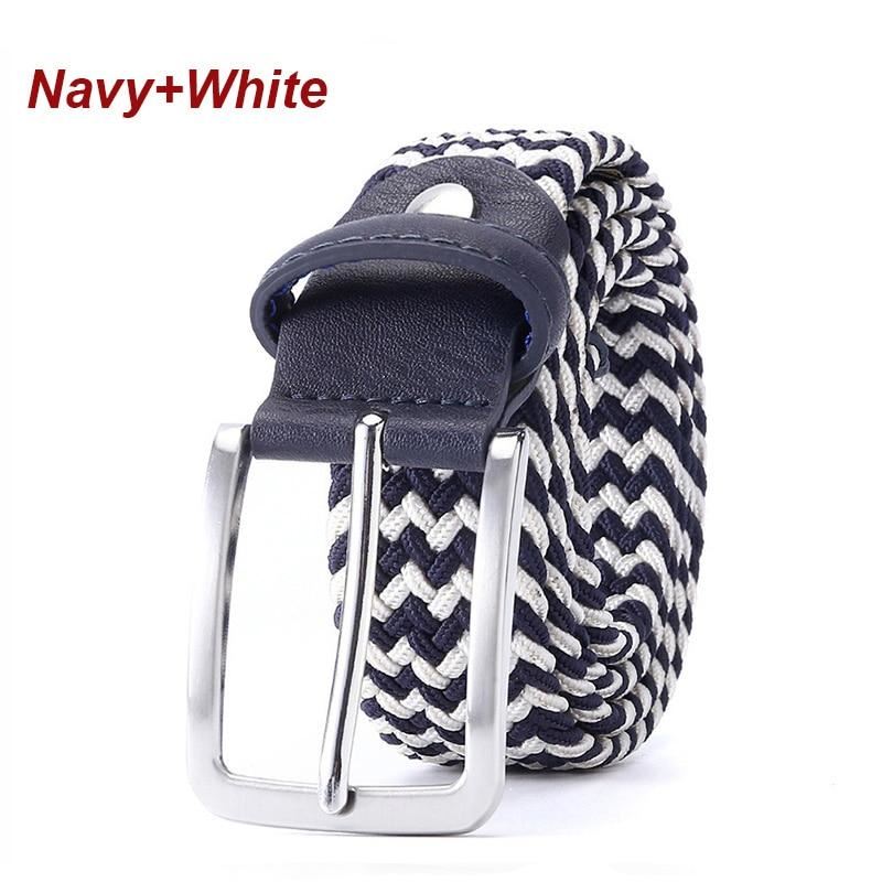 Belt Elastic For Men Golf Leather Top Tip Male Canvas Stretch Braided Waist Belt