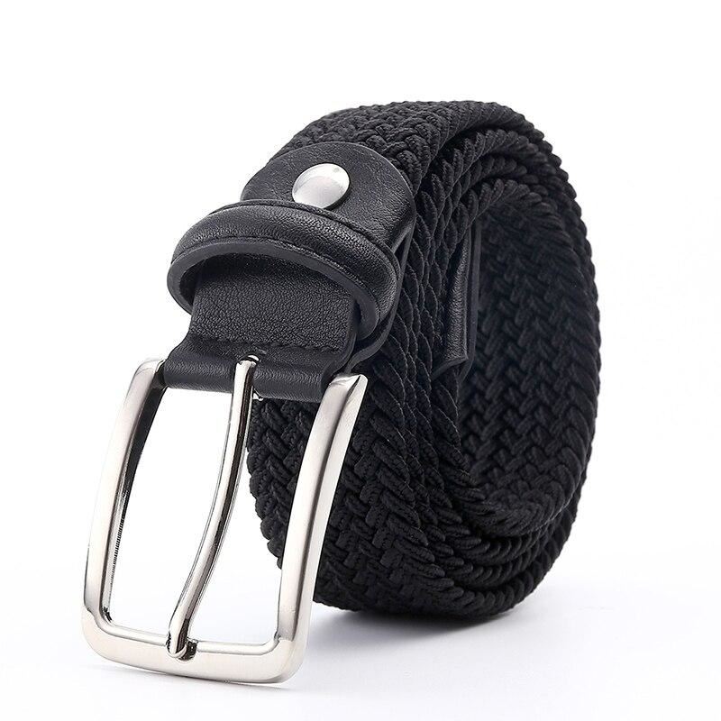 Belt Elastic For Men Golf Leather Top Tip Male Canvas Stretch Braided Waist Belt