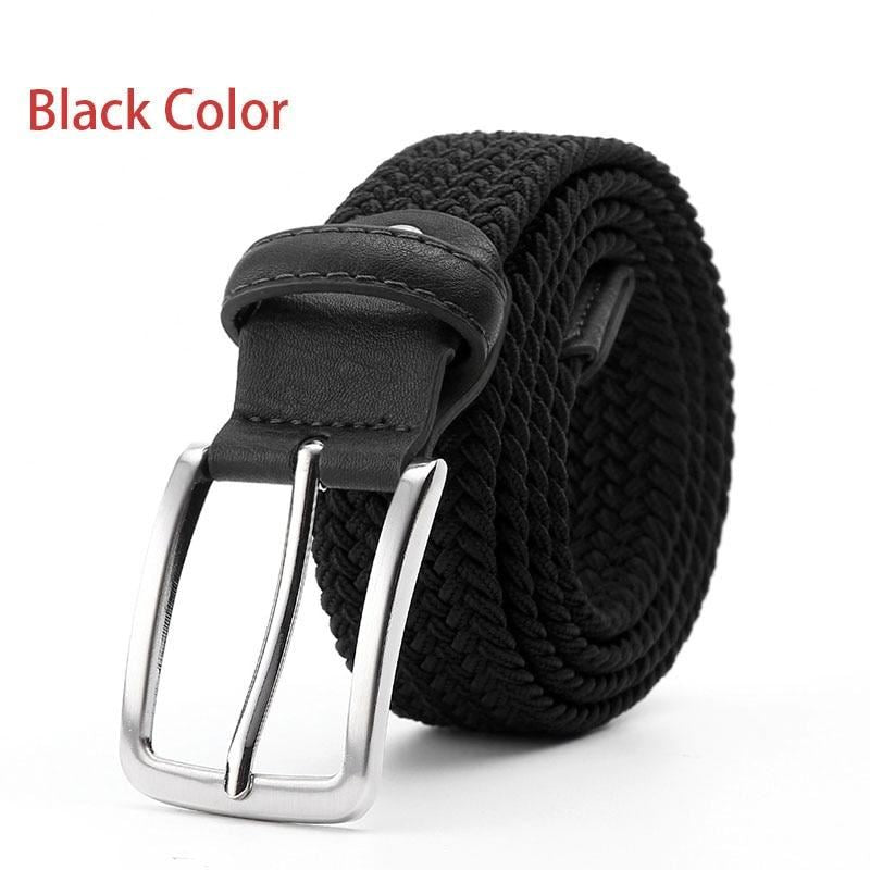 Belt Elastic For Men Golf Leather Top Tip Male Canvas Stretch Braided Waist Belt