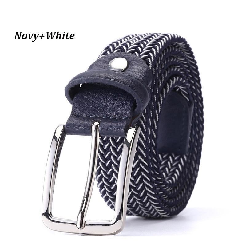 Belt Elastic For Men Golf Leather Top Tip Male Canvas Stretch Braided Waist Belt