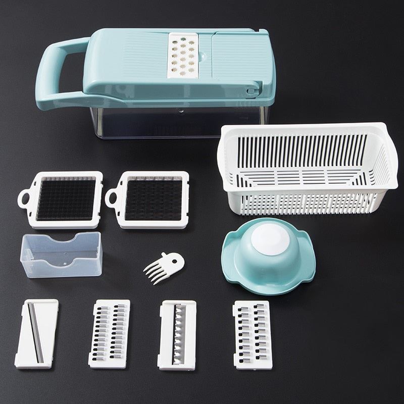 Vegetable Cutter 8 In 1 6 Dicing Blades Slicer Shredder Fruit Peeler Potato Chee