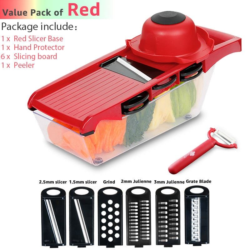 Vegetable Cutter 8 In 1 6 Dicing Blades Slicer Shredder Fruit Peeler Potato Chee
