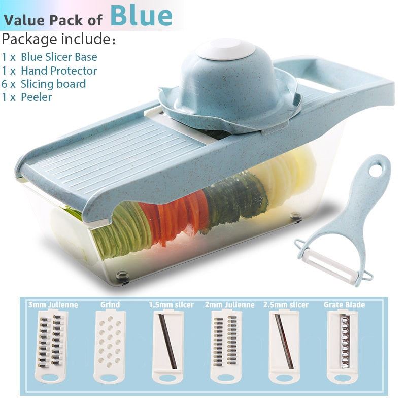 Vegetable Cutter 8 In 1 6 Dicing Blades Slicer Shredder Fruit Peeler Potato Chee