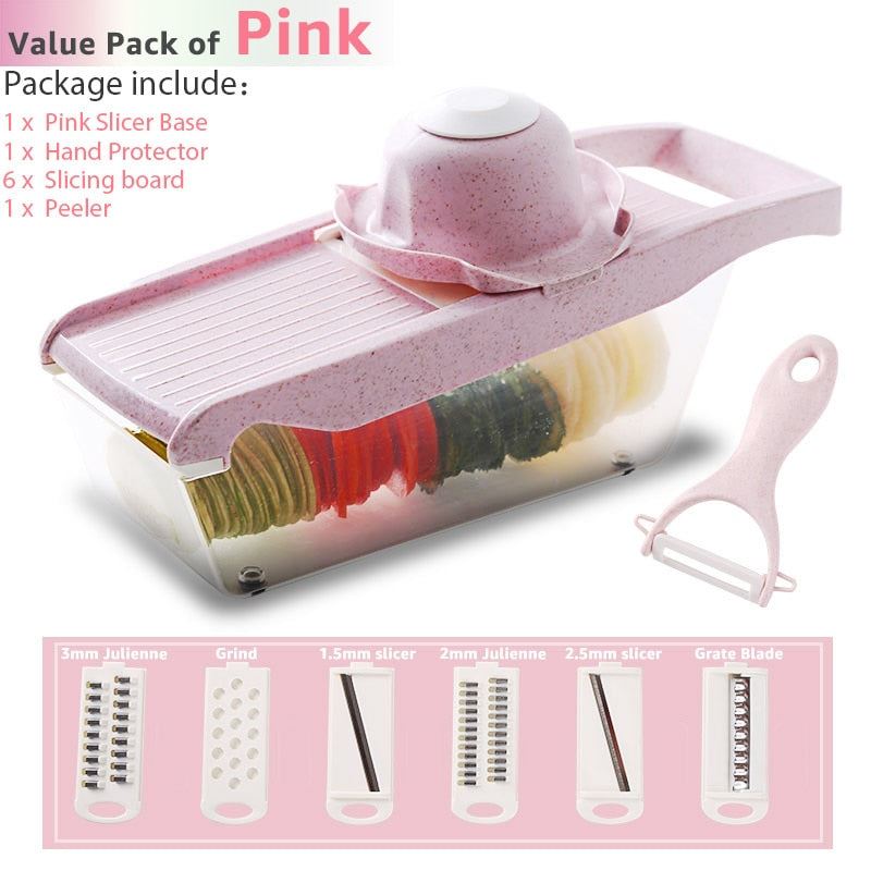 Vegetable Cutter 8 In 1 6 Dicing Blades Slicer Shredder Fruit Peeler Potato Chee
