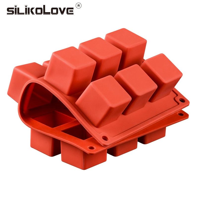 SILIKOLOVE New 15 Cavity Cube Square Shape Silicone Mold for Cake Decorating Too