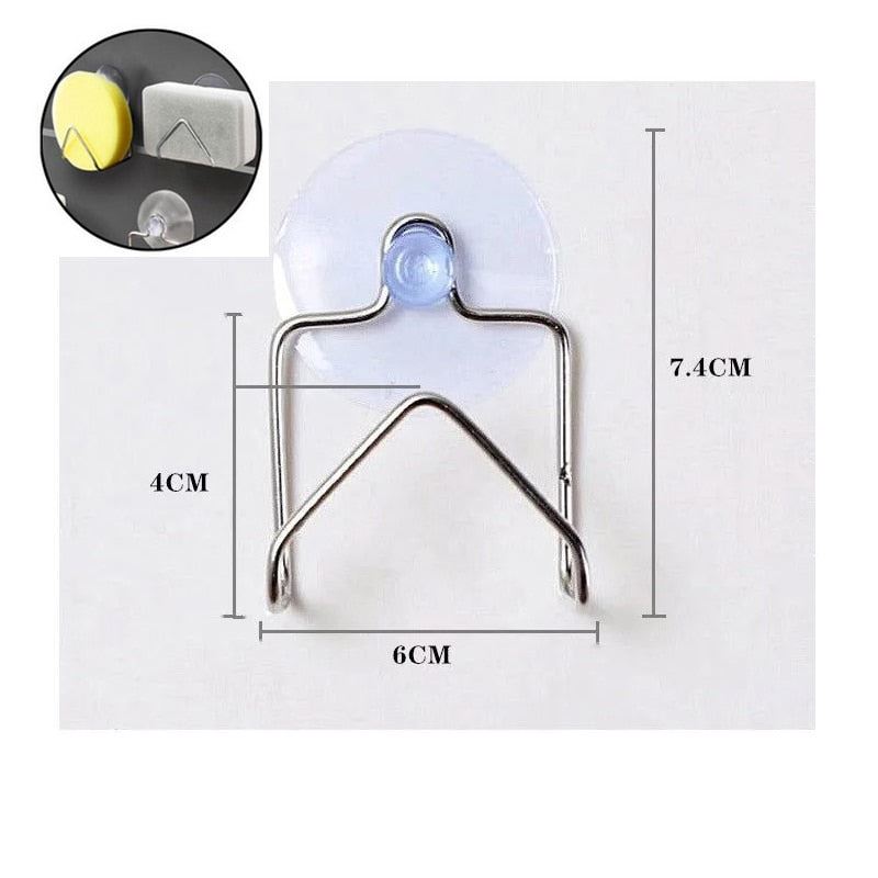 Kitchen Adhesive Strong Wall Hanger Hook sink Sponges Holder Drain Drying