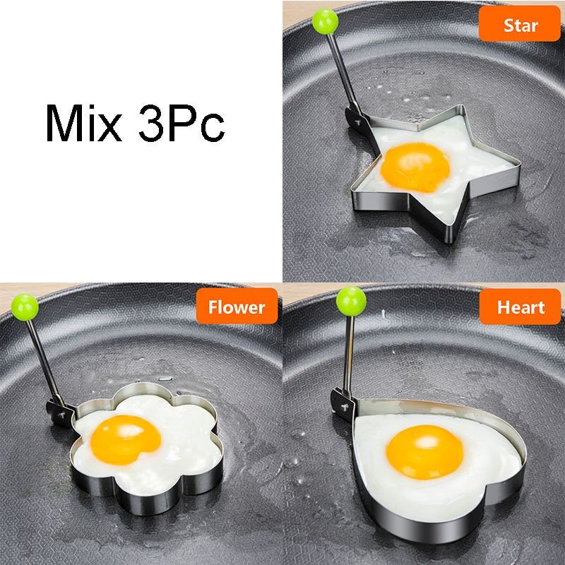 Stainless Steel 5Style Fried Egg Pancake Shaper Omelette Mold Mould Frying Egg C