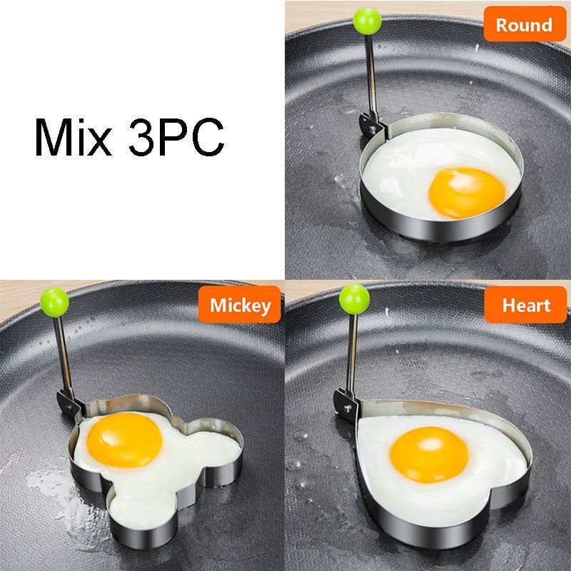 Stainless Steel 5Style Fried Egg Pancake Shaper Omelette Mold Mould Frying Egg C