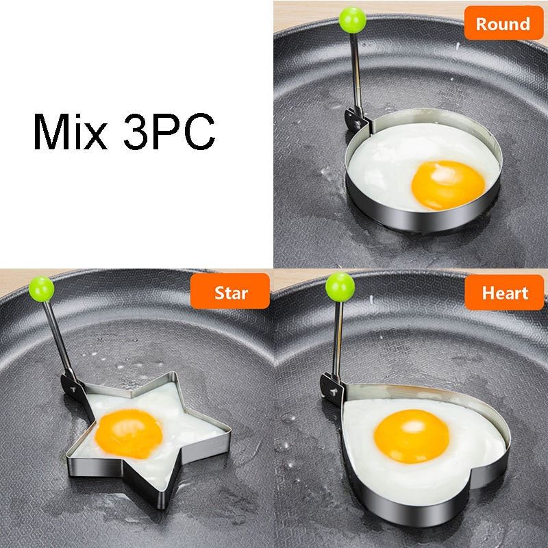 Stainless Steel 5Style Fried Egg Pancake Shaper Omelette Mold Mould Frying Egg C