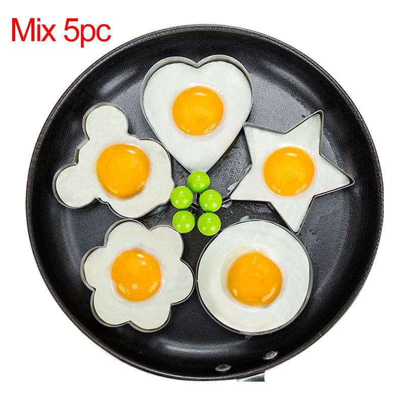 Stainless Steel 5Style Fried Egg Pancake Shaper Omelette Mold Mould Frying Egg C