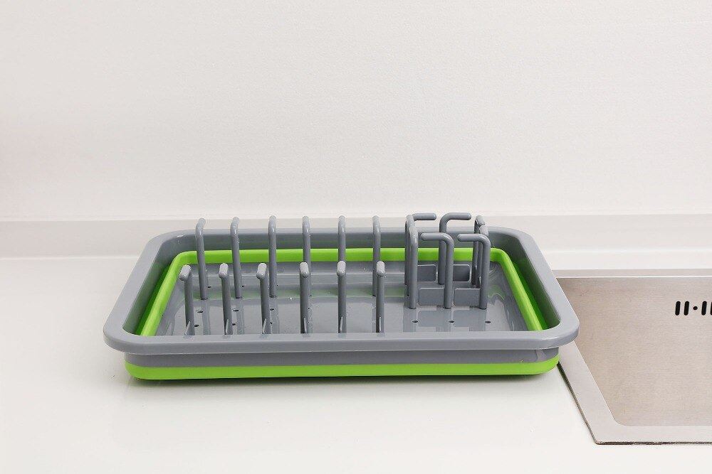 Foldable DIY Silicone Dish Rack Kitchen Storage Rack Drainer Plate Cups Stand Di